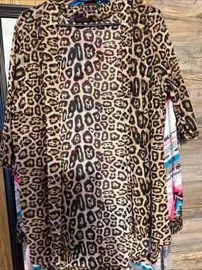 Crazy Train Leopard Print Open Cardigan - Tan Black